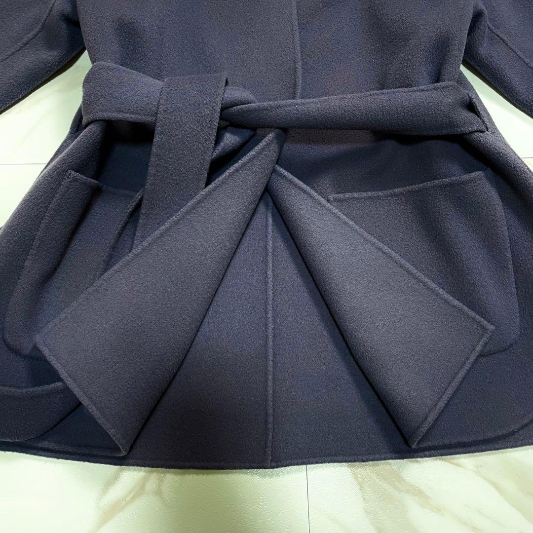 近年✨アナイ シャルムリバーケープコート ノーカラーコート ベルト ウール 38