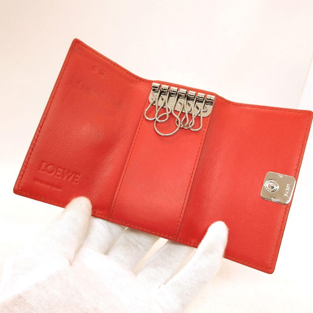 【現行モデル 美品】ロエベ　アナグラム　キーケース　ペブルグレインカーフスキン