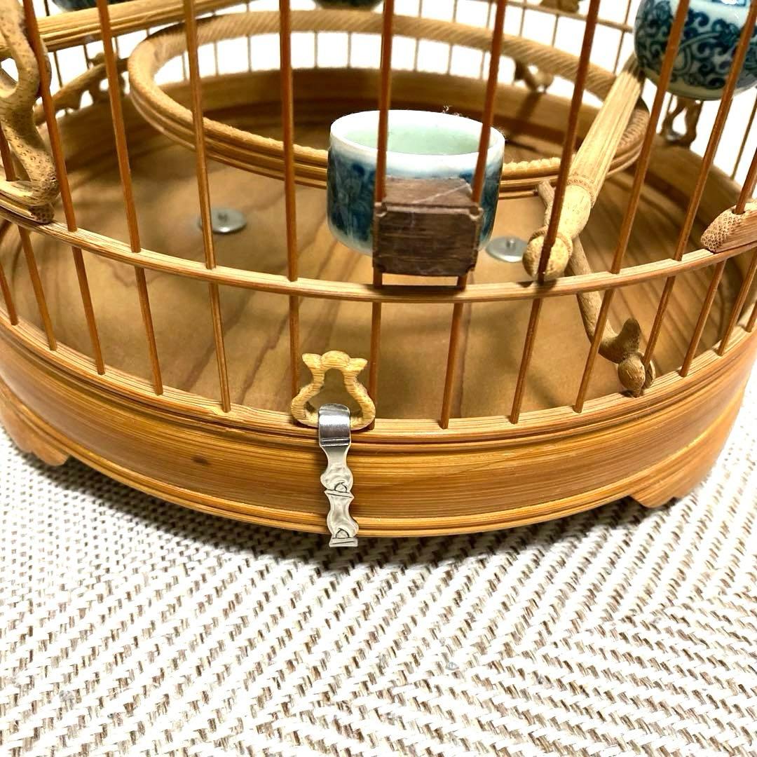 竹製 鳥かご 餌入れなどの小物セット