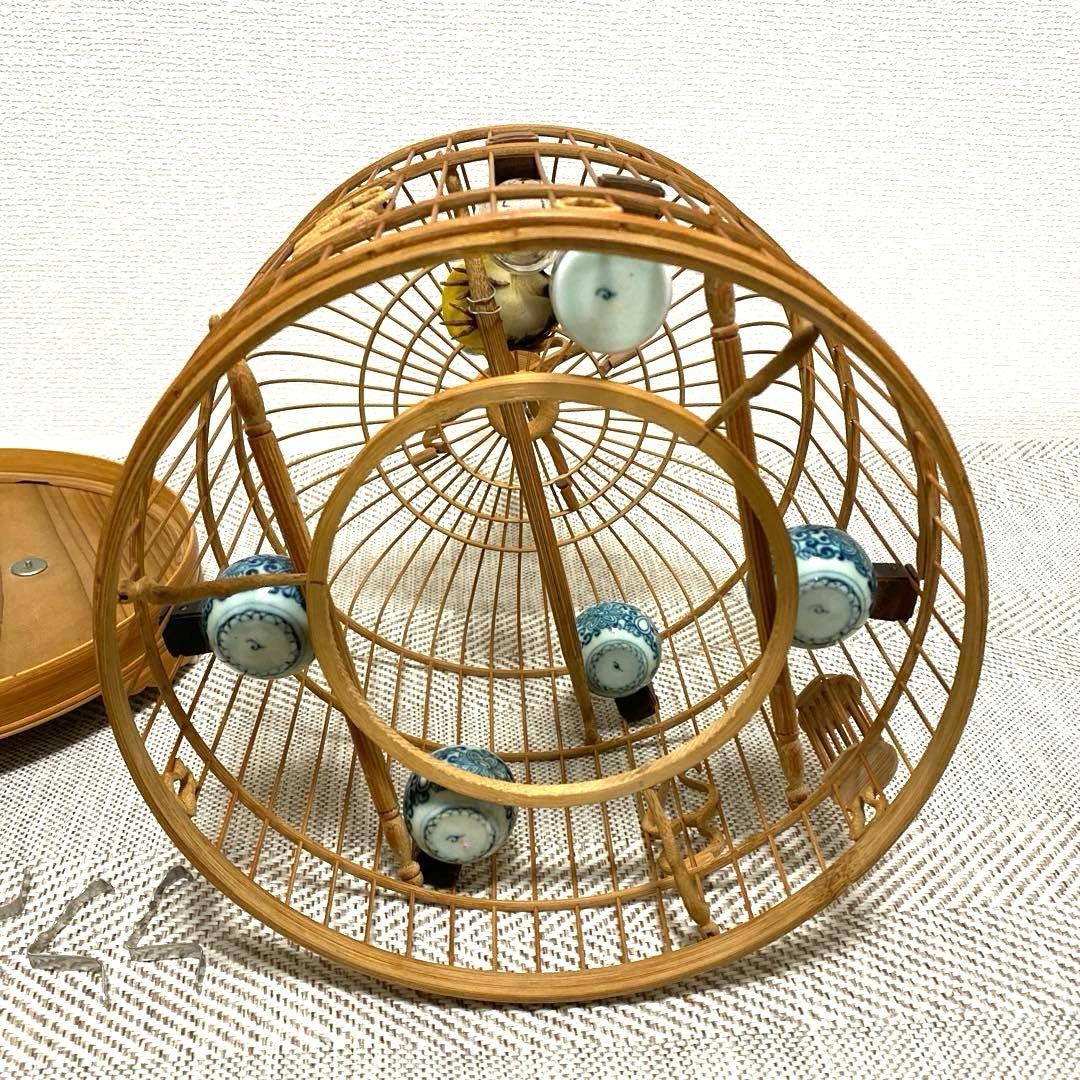 竹製 鳥かご 餌入れなどの小物セット