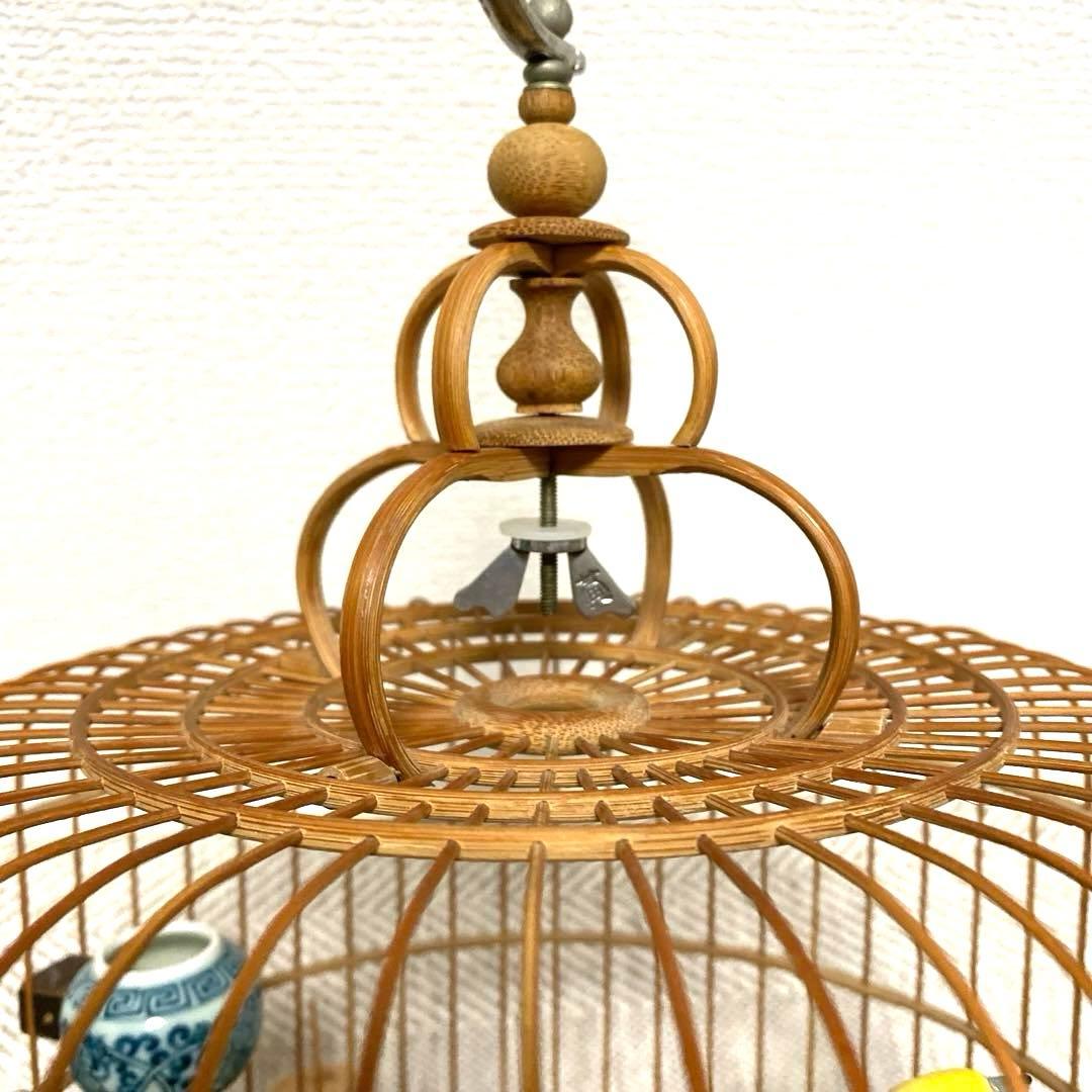 竹製 鳥かご 餌入れなどの小物セット
