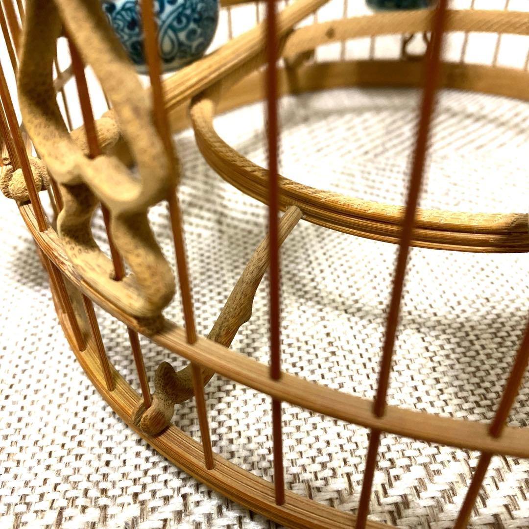 竹製 鳥かご 餌入れなどの小物セット