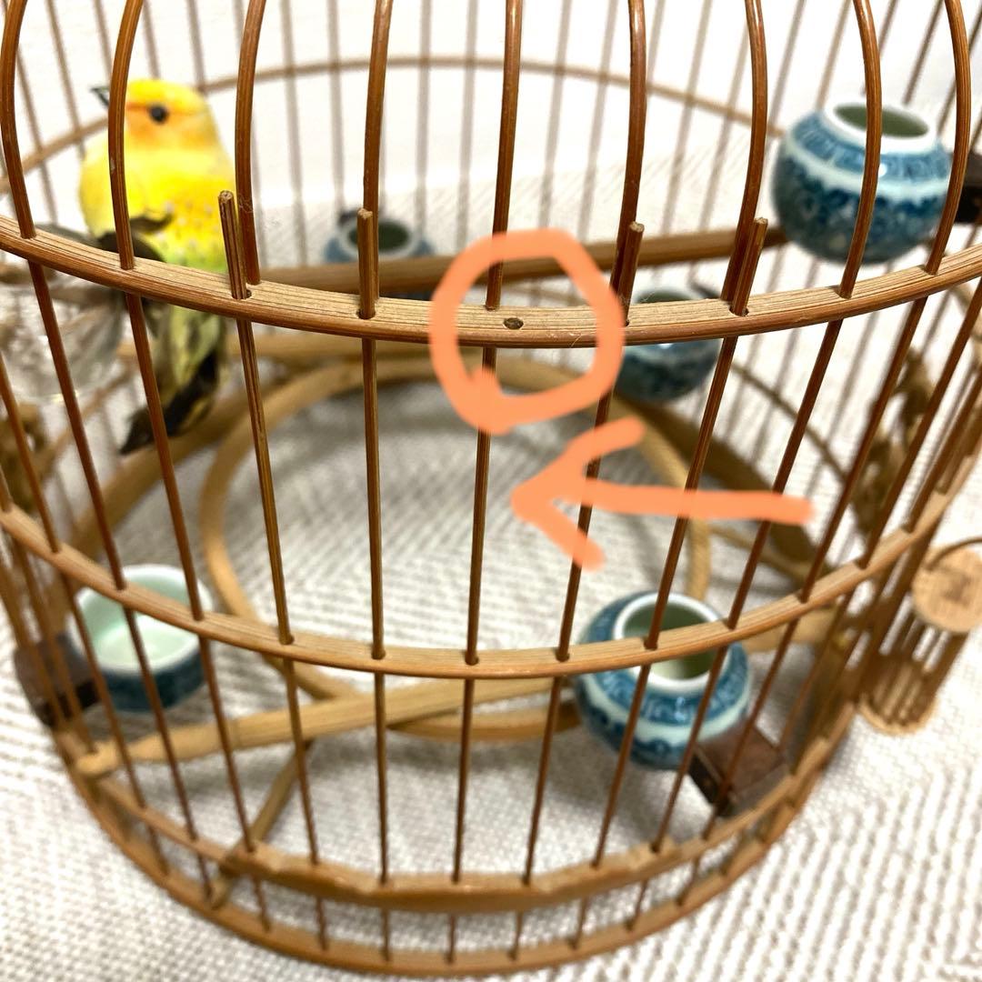 竹製 鳥かご 餌入れなどの小物セット