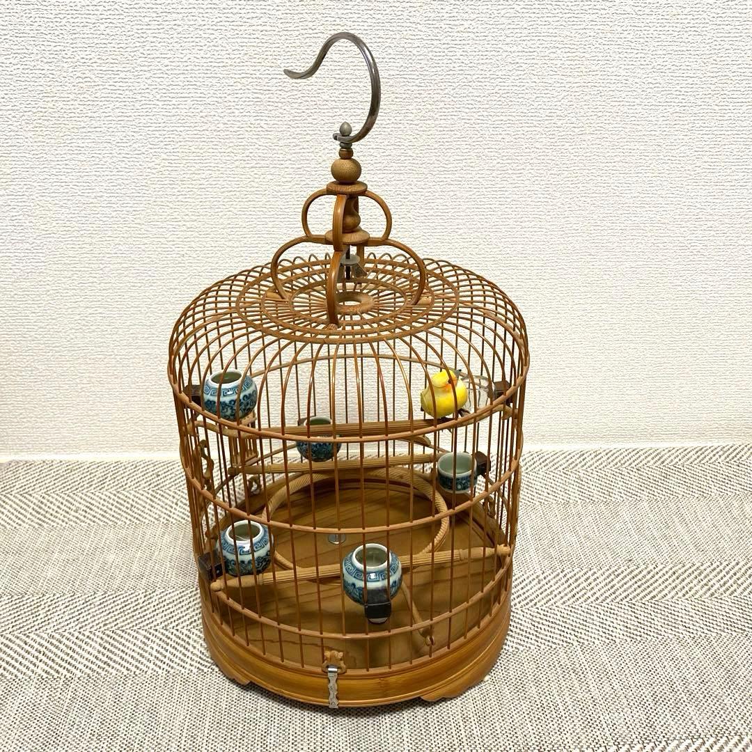 竹製 鳥かご 餌入れなどの小物セット