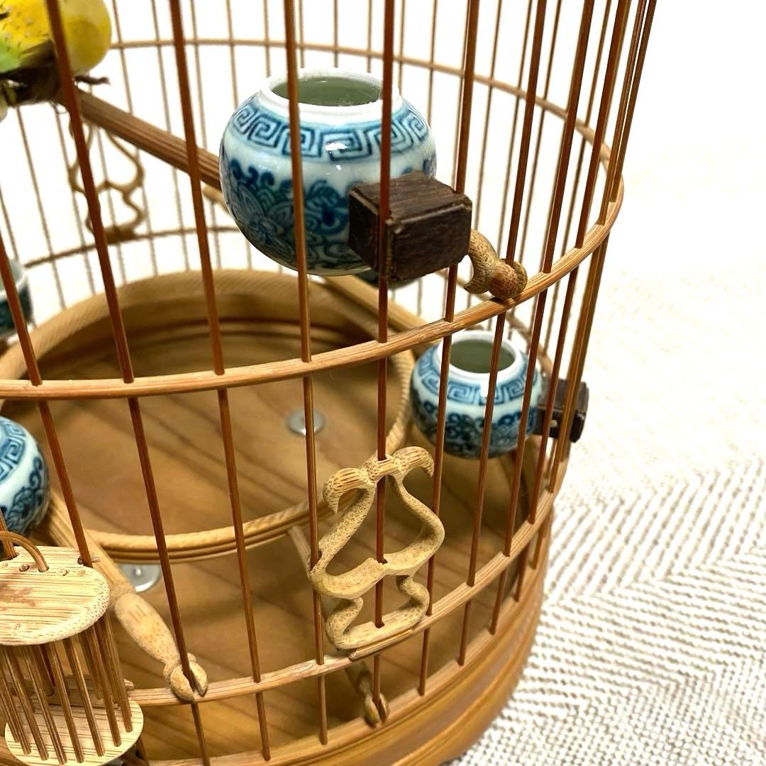 竹製 鳥かご 餌入れなどの小物セット
