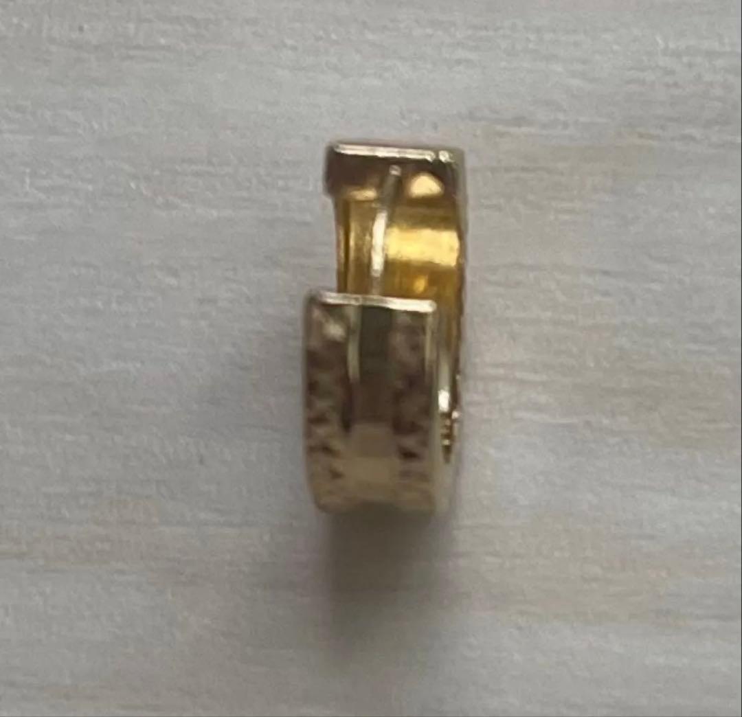 幅広 10K YG ダイヤモンドカット フープピアス 片耳