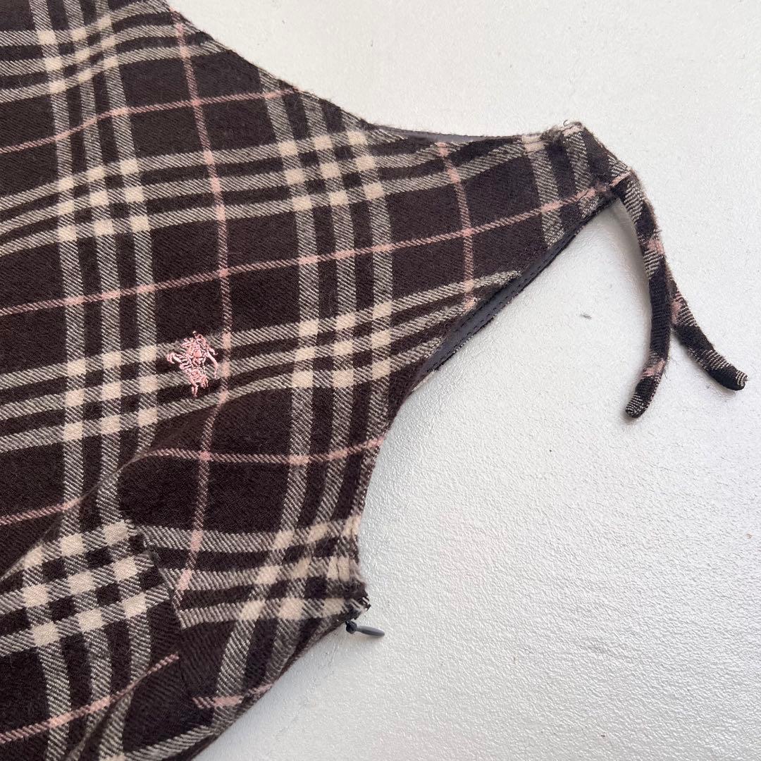 【極美品】バーバリーブルーレーベル ワンピース ノバチェック ブラウン ピンク