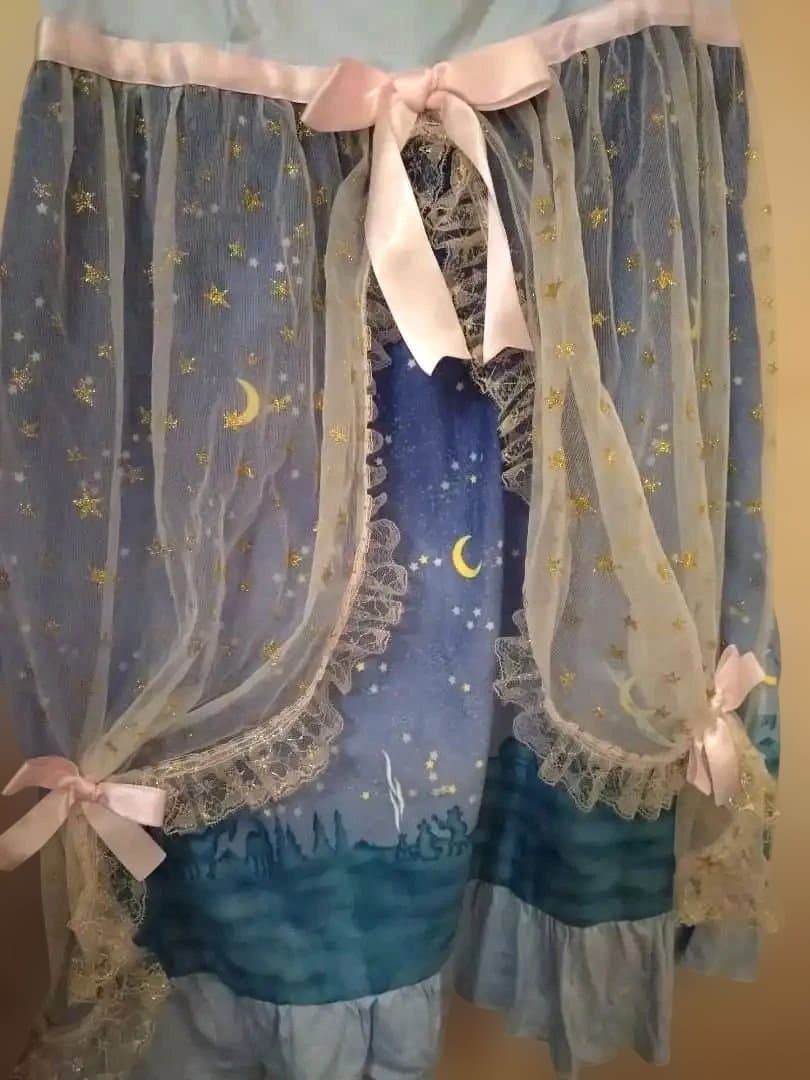 【激レア☆】ナイルパーチの星と月のプリント ノースリーブワンピースです(^^)