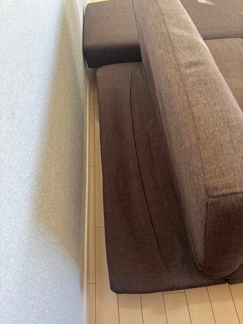 ブラウン　ソファーベッド　オットマン付き
