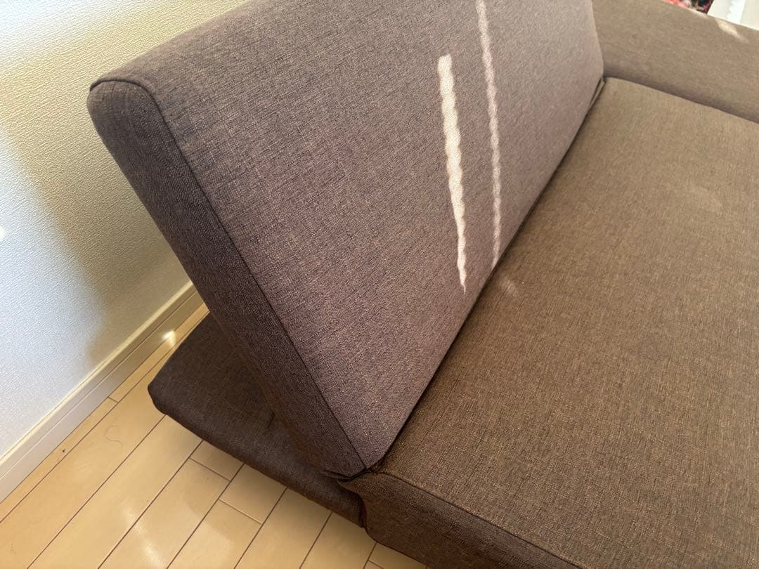 ブラウン　ソファーベッド　オットマン付き