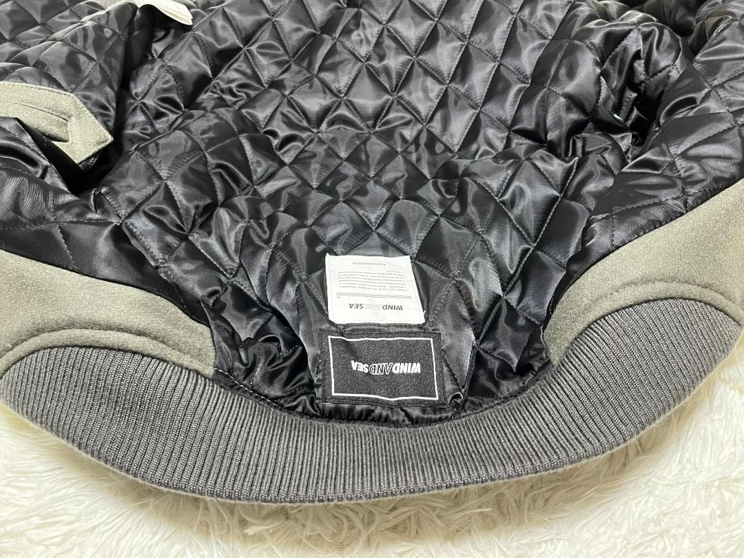 M ウィンダンシー バーシティジャケット スタジャン 袖レザー オリーブ