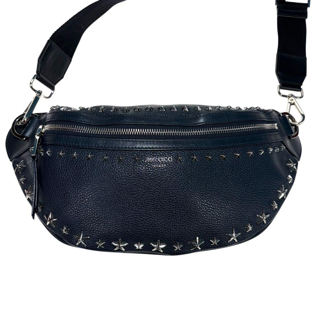 美品 JIMMYCHOO YORK UUF ウエストポーチ スタッズ a1014