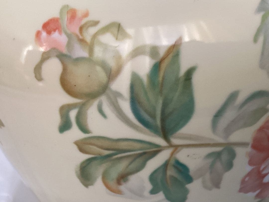 オールドノリタケ　日陶印　月桂樹　大輪牡丹花柄陶器花瓶　ビンテージ　昭和レトロ