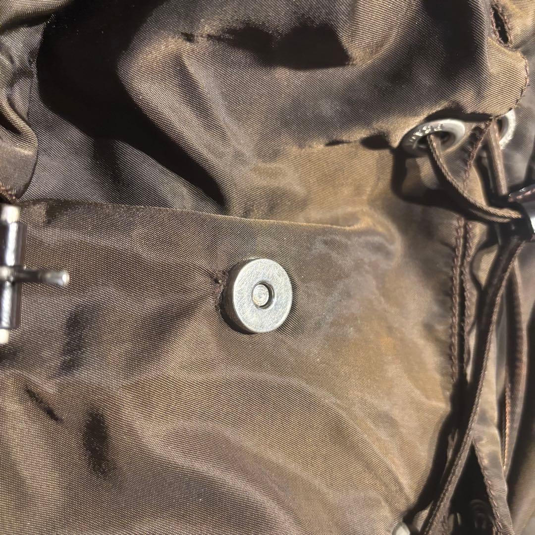 PRADA ミニリュック バックパック ロゴプレート ダークブラウン ナイロン