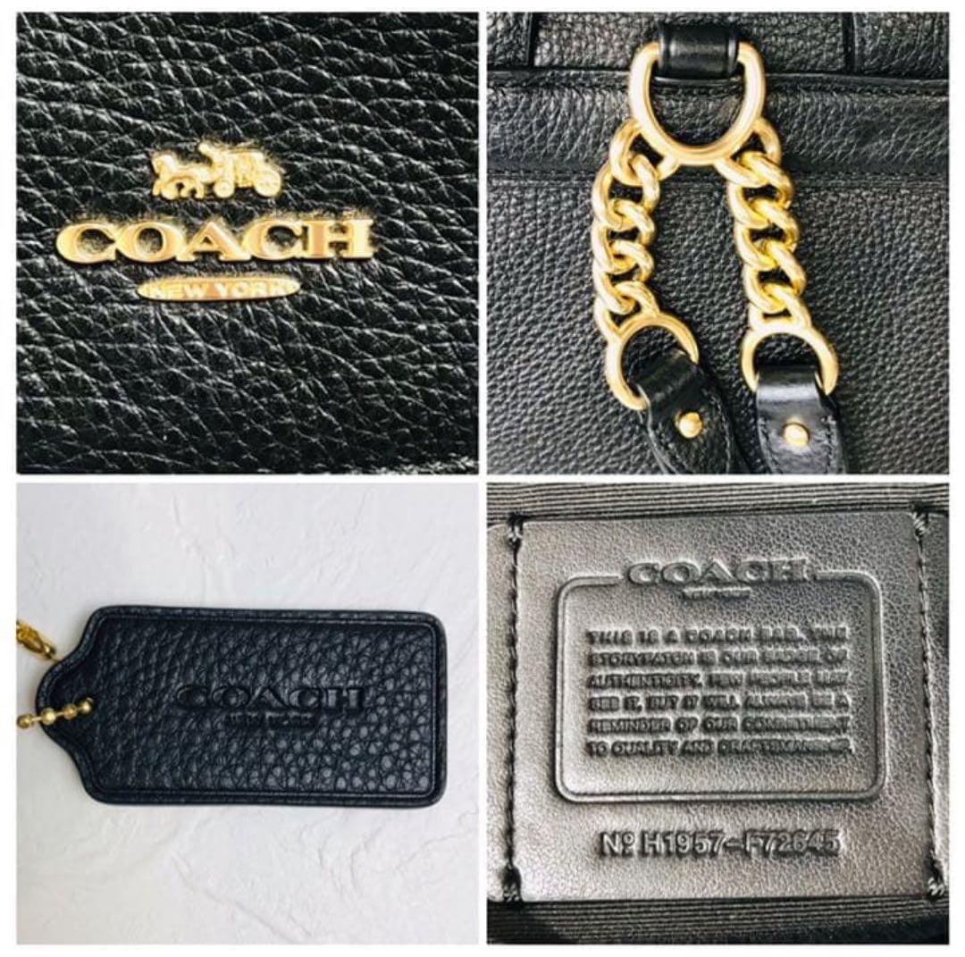 【美品】COACH エル バックパック レザー チャーム チェーン 黒