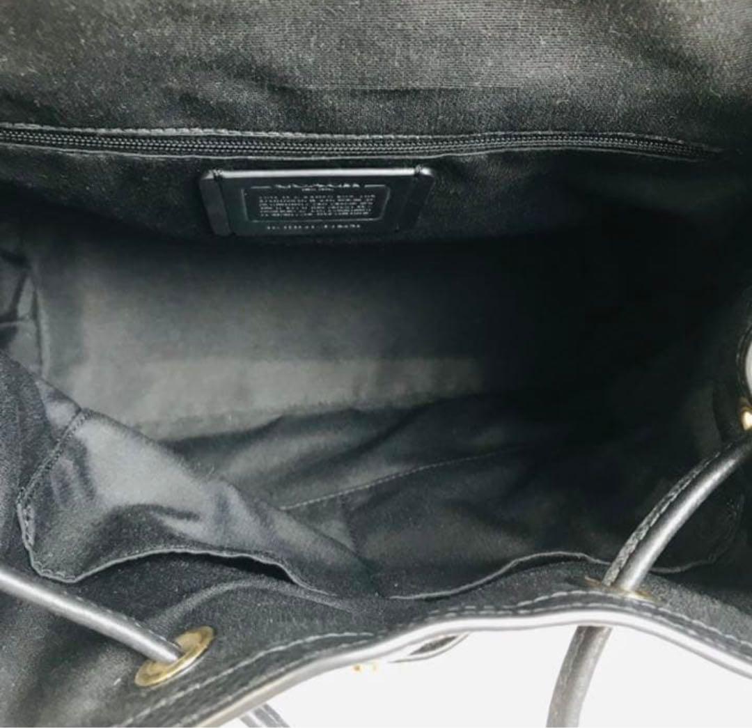 【美品】COACH エル バックパック レザー チャーム チェーン 黒