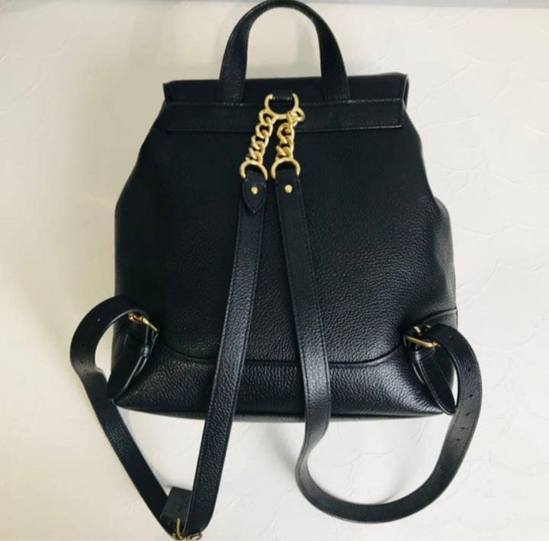 【美品】COACH エル バックパック レザー チャーム チェーン 黒