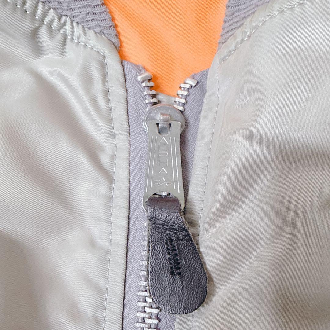 【USA製】アルファ MA-1 フライトジャケット シルバー Lサイズ　中綿