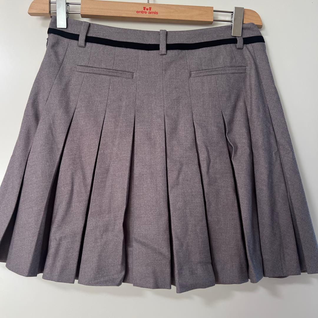 【美品】秋冬用　グレー プリーツスカート レディース ゴルフ