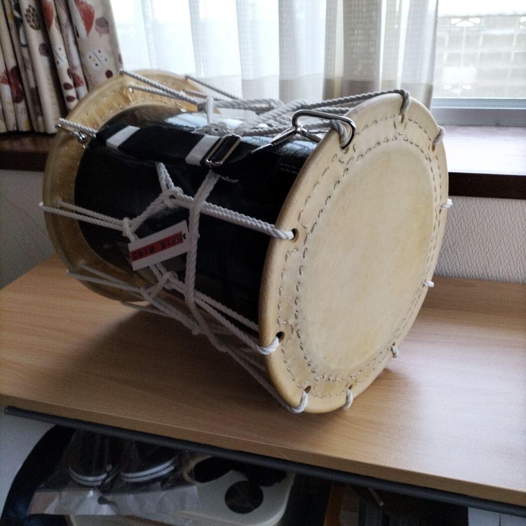 担ぎ太鼓 1.2尺締太鼓　和太鼓 天然皮革　ストラップ付き中古品⑤