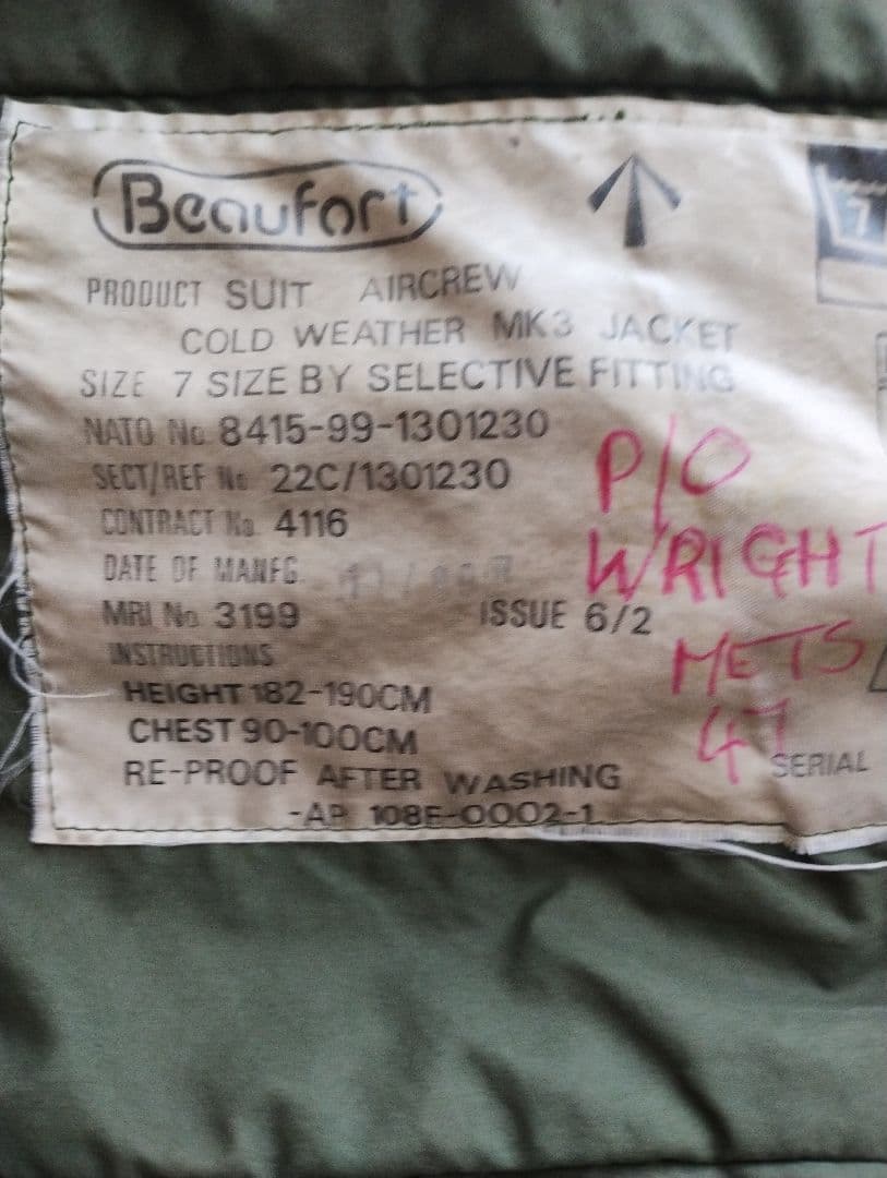レア　MK3 cold weather RAF ブルゾン　イギリス空軍