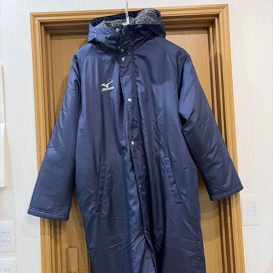 Mizuno ネイビー ベンチコート フード付き - メルカリ