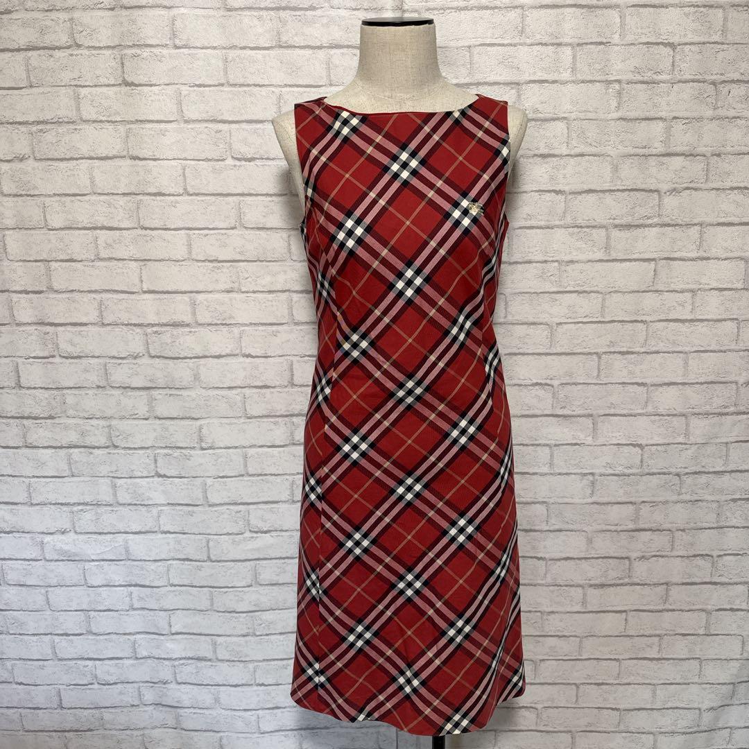 バーバリーブルーレーベル ノバチェック ワンピース 38 M ホースロゴ 希少