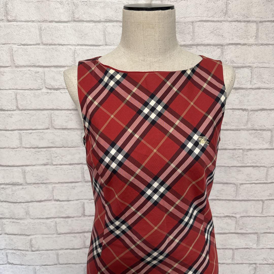 バーバリーブルーレーベル ノバチェック ワンピース 38 M ホースロゴ 希少