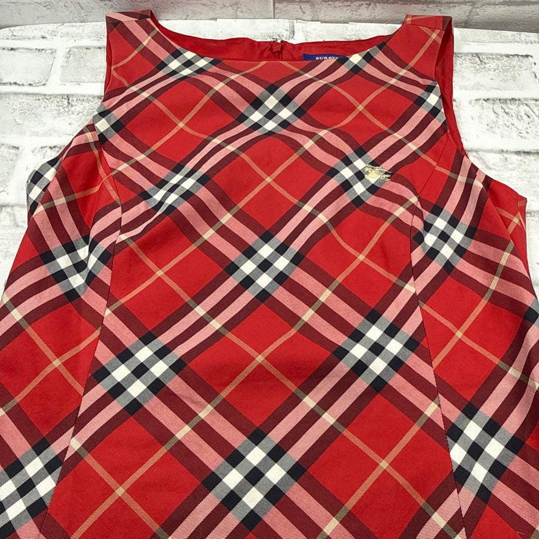 バーバリーブルーレーベル ノバチェック ワンピース 38 M ホースロゴ 希少