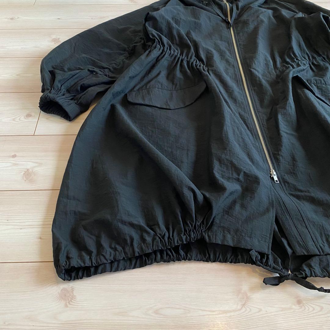美品 定価88000円 2024AW 慈雨 ギャザーモッズコート 黒 ゆったり