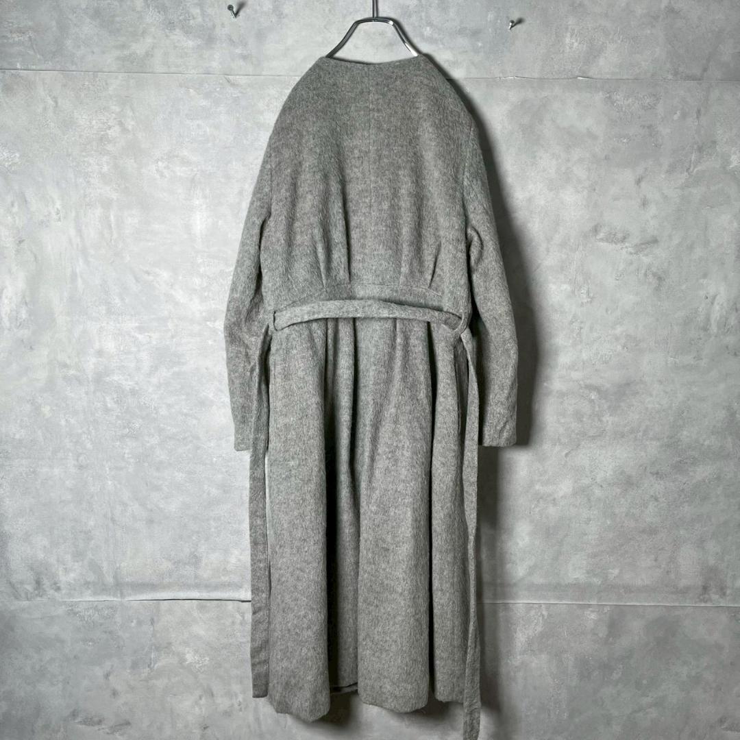 I am I アルパカ混 くるみボタン ウール ノーカラー コート N1967