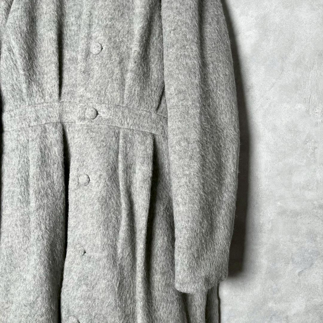 I am I アルパカ混 くるみボタン ウール ノーカラー コート N1967