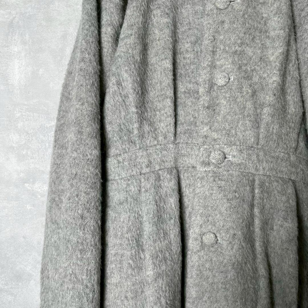I am I アルパカ混 くるみボタン ウール ノーカラー コート N1967