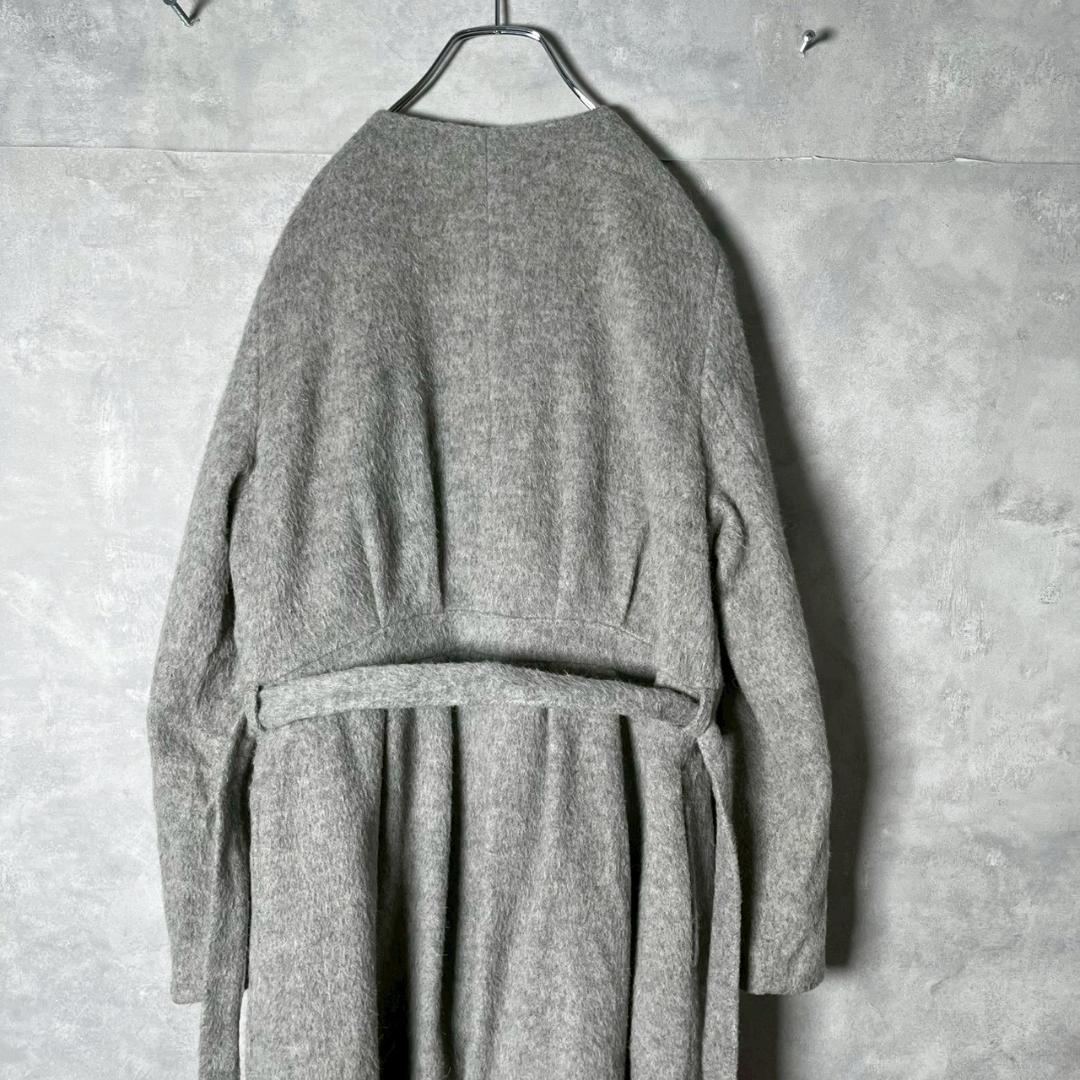 I am I アルパカ混 くるみボタン ウール ノーカラー コート N1967