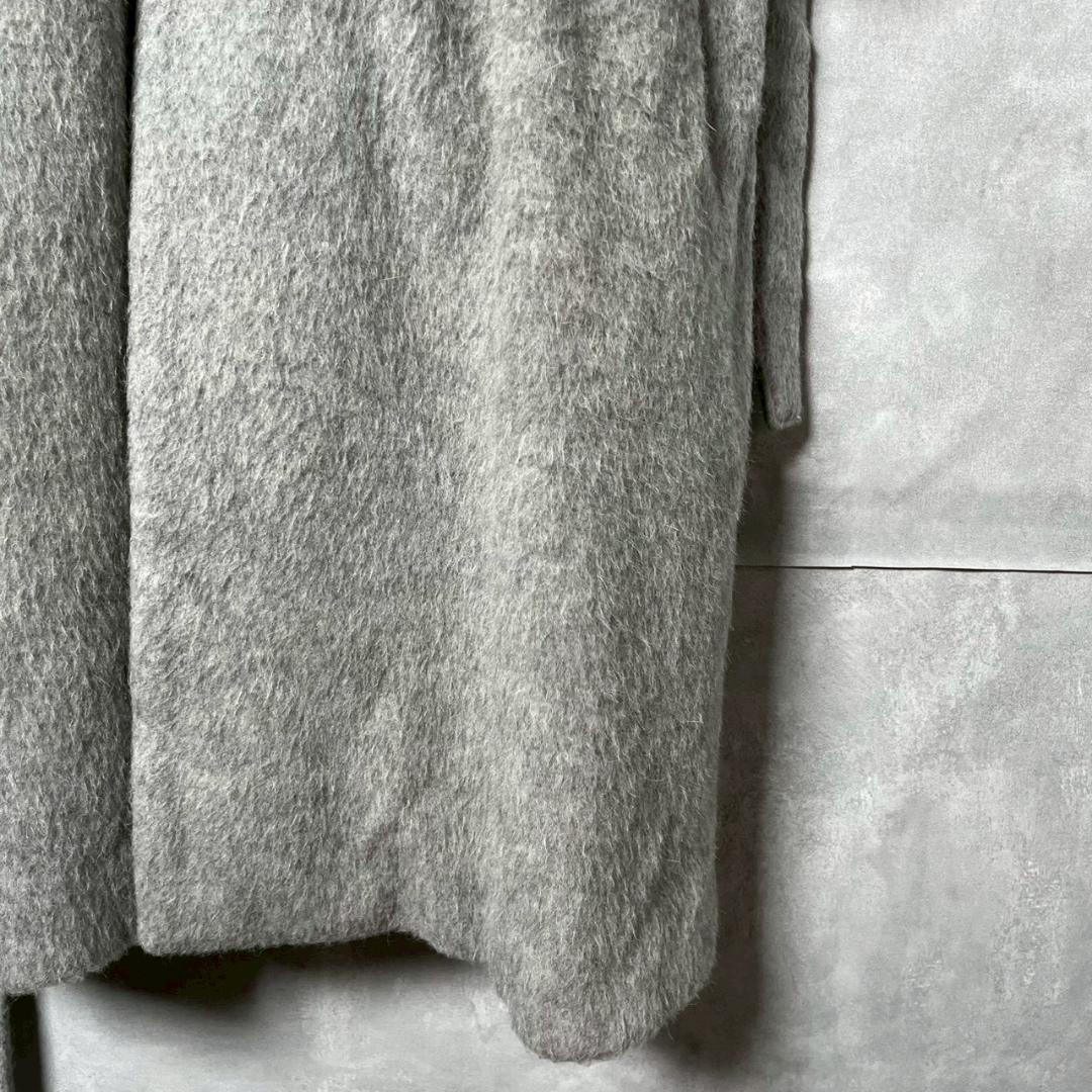 I am I アルパカ混 くるみボタン ウール ノーカラー コート N1967