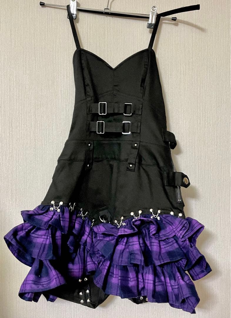 DustDevil チェックフリルオールインワンピース パープル