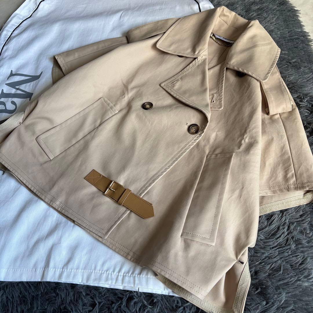 美品✨ MaxMara DRAVA トレンチケープ サンド UNICA 革ベルト