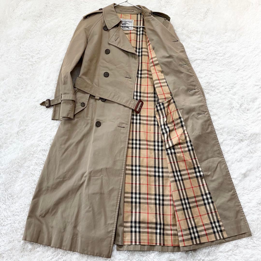 バーバリー トレンチコート ロング丈 ノバチェック ベルト ベージュ M