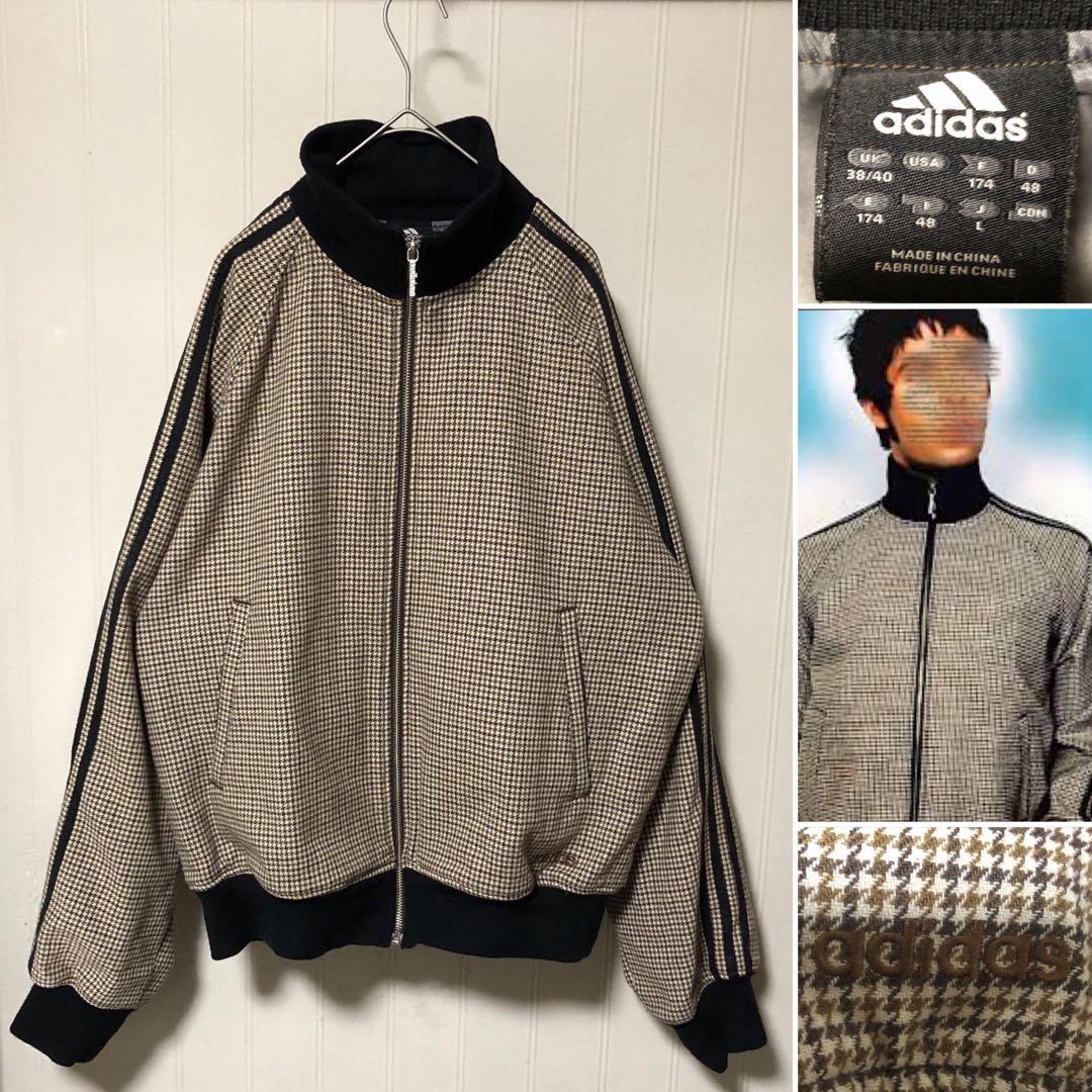 OASIS リアムギャラガー着 adidas 千鳥柄 ウール ツイードジャケット