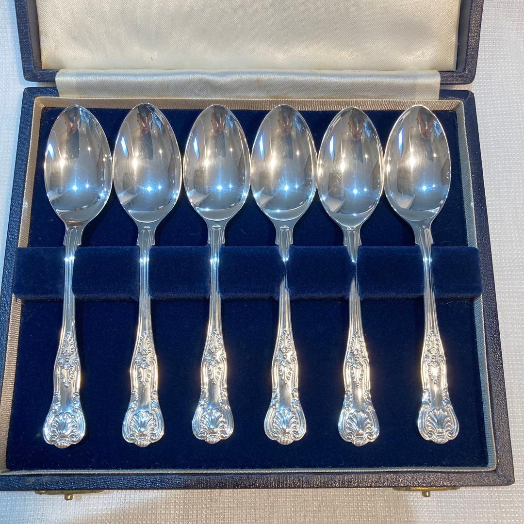 73 英国J.B.C＆S 純銀製ティースプーン６本セット