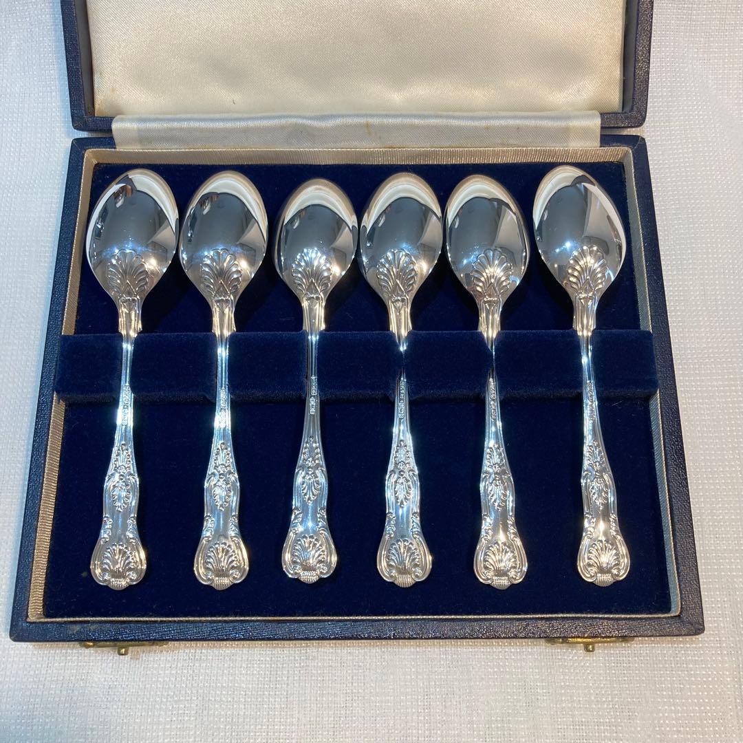73 英国J.B.C＆S 純銀製ティースプーン６本セット