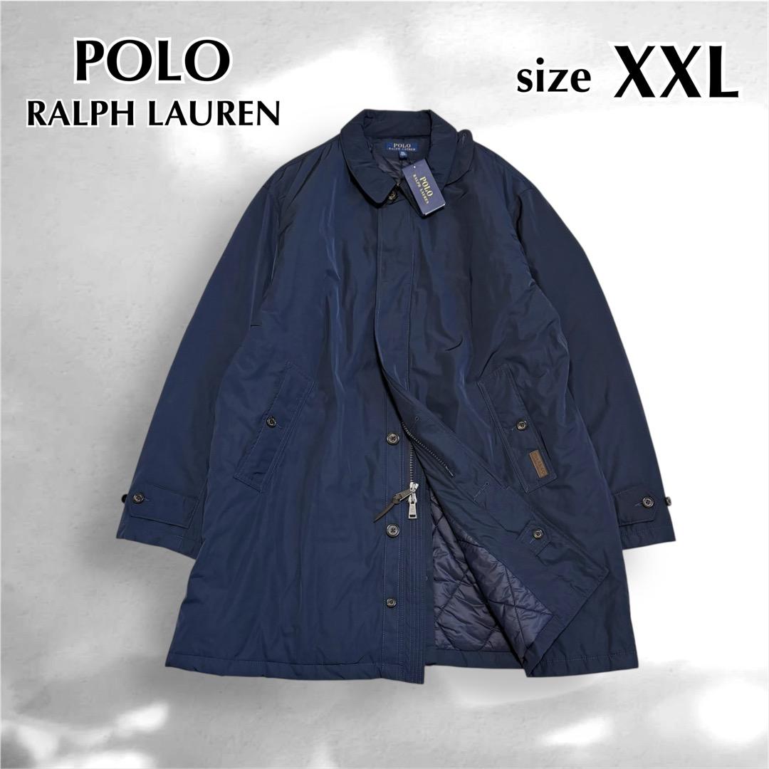 未使用　ポロ ラルフローレン　中綿　ステンカラーコート　比翼　XXL　ネイビー