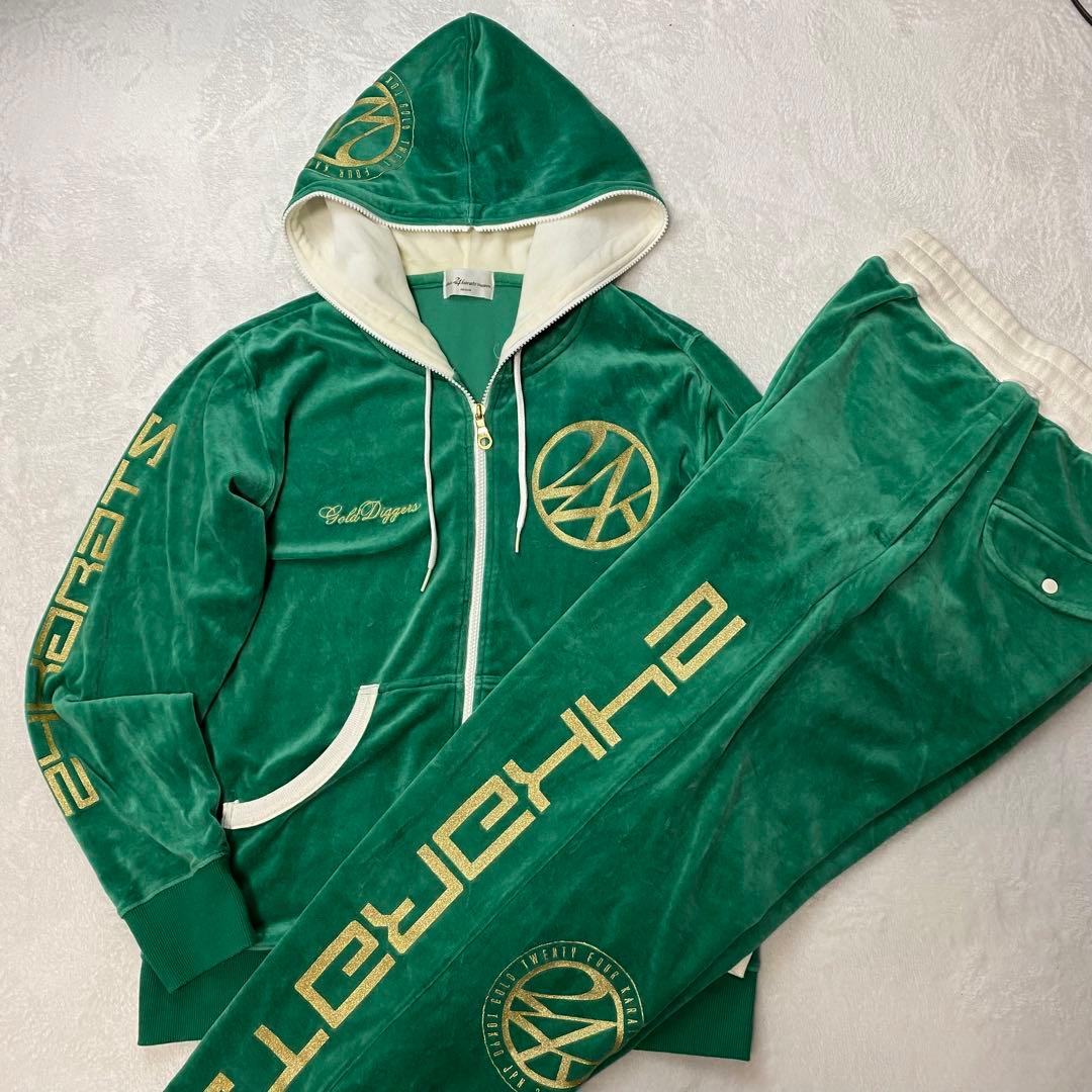 24karats ベロア セットアップ ジャージ オカザイル M グリーン - メルカリ
