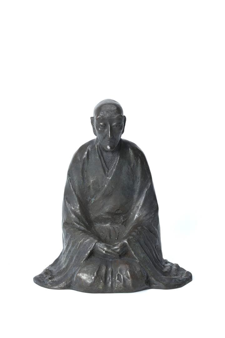 桝澤清 作 良寛禅師像 在銘 共箱 栞付き 銅 置物 古