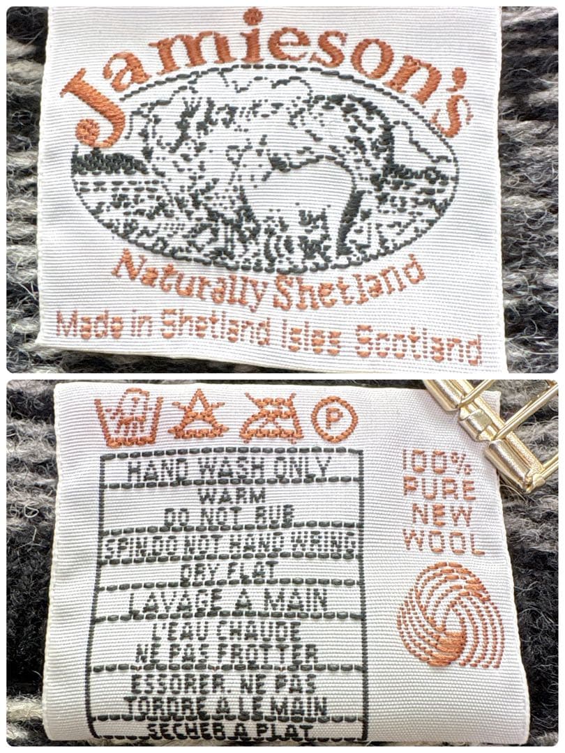 Jamieson's フェアアイル柄 ニットパーカー フード付き セーター 総柄