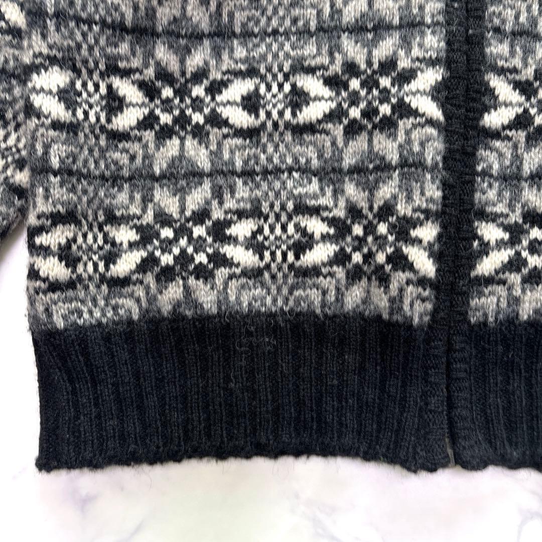 Jamieson's フェアアイル柄 ニットパーカー フード付き セーター 総柄