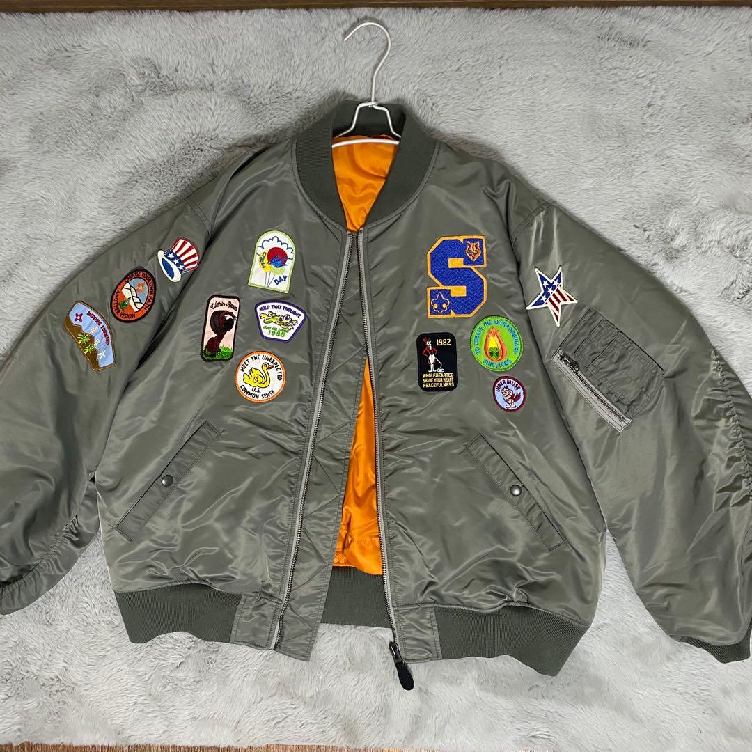 MA-1 フライトジャケット ワッペン付き XL カーキ ミリタリー