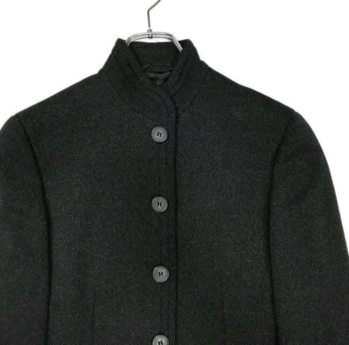 美品ジョルジオアルマーニ ステンカラーコートブラック イタリア製M ノーカラー
