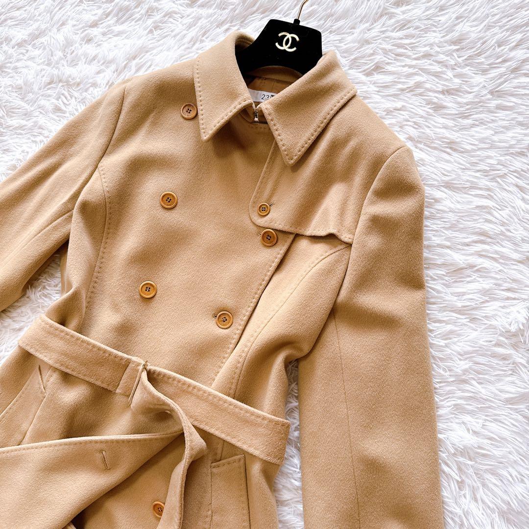 23区 オンワード カシミヤ混 羊毛高級コート ベルト付き LLサイズ相当