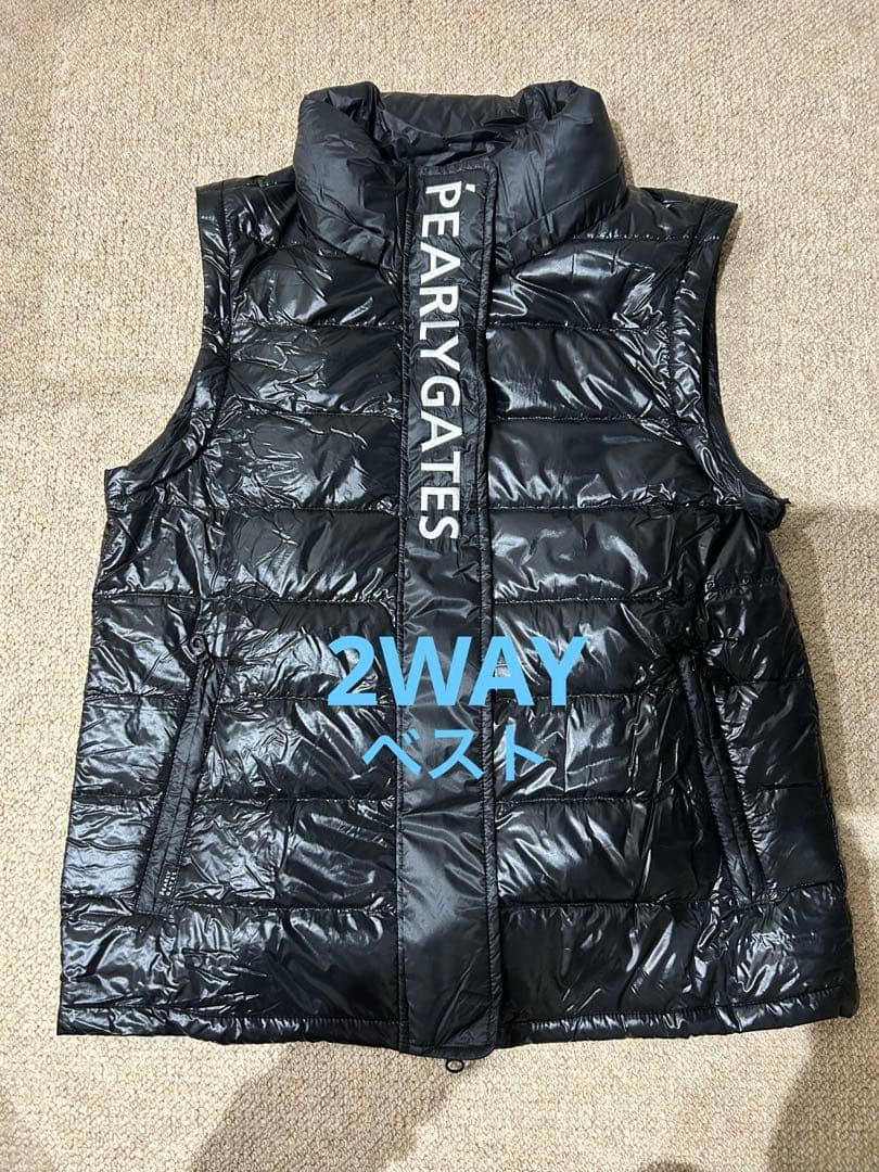 【美品】パーリーゲイツ 2WAYナイロンダウンジャケット 軽量 レディース